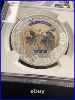 2022 Cook Islands $5 South Dakota Coyote MS70 1oz U. S. State Animal Series NGC
