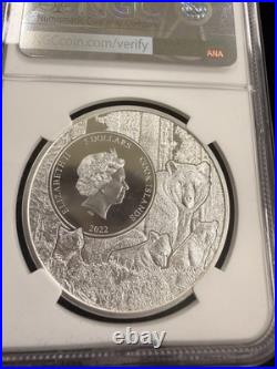2022 Cook Islands $5 South Dakota Coyote MS70 1oz U. S. State Animal Series NGC