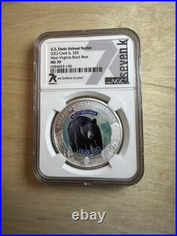 2022 Cook Islands $5 West Virginia Black Bear MS70 NGC U. S. State Animal Series