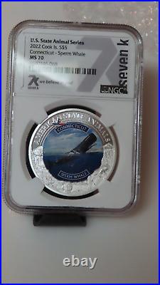 2022 Cook Islands Conneticut United States Sperm Whale 1 oz 999 Silver