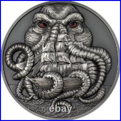 2022 Cook Islands Cthulhu Mythos HP Lovecraft 3 oz 999 Silver Coin UHR Sold Out