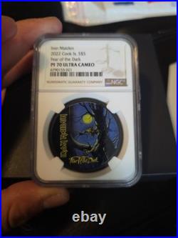 2022 Cook Islands Fear of the Dark Iron Maiden 1 oz silver coin CIT NGC 70