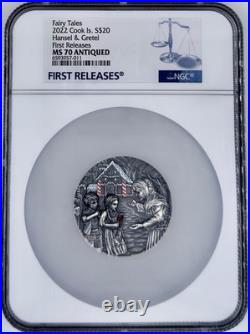 2022 Cook Islands Hansel & Gretel Fairy Tales Fables 3 oz $20 Silver Coin NGC 70