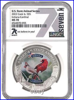 2022 Cook Islands Indiana Cardinal Ngc Ms70 American State Animals 1 Oz Silver C