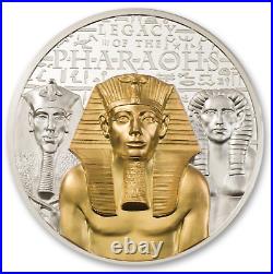 2022 Cook Islands LEGACY OF THE PHARAOHS Gold Gild Proof 3 Oz Silver Coin