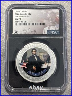 2022- Cook Islands- Life Of Lincoln-Proclamation 95- NGC- MS70