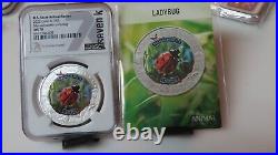 2022 Cook Islands Massachusetts Ladybug Ngc Ms70 United State Animal Silver $5
