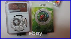 2022 Cook Islands Massachusetts Ladybug Ngc Ms70 United State Animal Silver $5