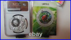 2022 Cook Islands Massachusetts Ladybug Ngc Ms70 United State Animal Silver $5