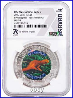 2022 Cook Islands New Hampshire Red Spotted Newt Ngc Ms70 American State Animals