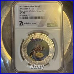 2022 Cook Islands New Jersey Honey Bee Ngc Ms70 American State Animals 1 Oz Silv