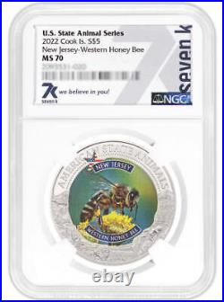 2022 Cook Islands New Jersey Honey Bee Ngc Ms70 American State Animals 1 Oz Silv