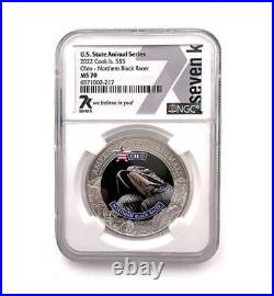 2022 Cook Islands OHIO NORTHERN BLACK RACER MS70 1oz Silver Coin