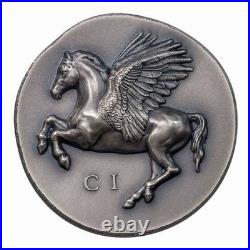 2022 Cook Islands Pegasus $5 1oz Silver Ultra HR Antiqued Coin