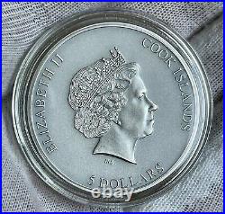 2022 Cook Islands Untrapped 1 oz Silver Antiqued Coin High Relief