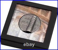 2022 Cook Islands leaning tower of Pisa 3D stereoscopic 650th silver coin 2oz