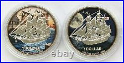 2022 Silver Bounty Sailing Ship Coin Pair Arriving Pitcairn+Departing Portsmouth