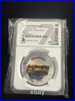 2022 U. S. State Animal Series $5 North Dakota Nokota Horse MS70 Cook Island