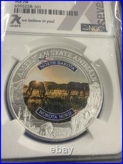 2022 U. S. State Animal Series $5 North Dakota Nokota Horse MS70 Cook Island