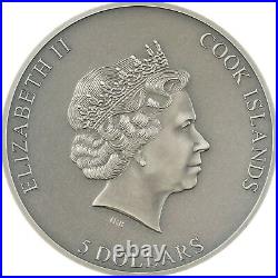 2022 Untrapped 1 Oz Silver Antique Coin Cook Islands $5 Coin OGP COA