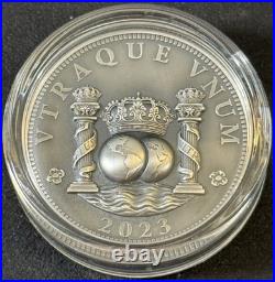 2023 2 Oz. 999 Silver Mexican Columnario Tribute UHR Antiqued Silver Medal Coin