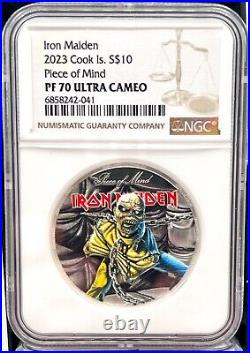 2023 Cook Islands $10 Iron Maiden Piece of Mind 2 oz Silver Coin NGC PF 70