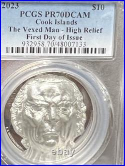 2023 Cook Islands $10 The Vexed Man 2 Oz High Relief Coin PCGS PR70DCAM FDI