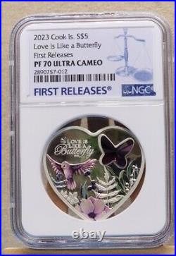 2023 Cook Islands $5 Love Is Like A Butterfly Ngc Pf70 Uc Fr Silver Coin