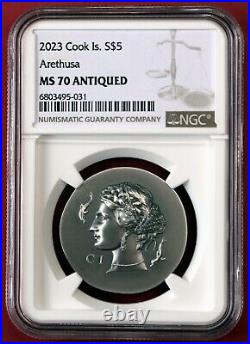 2023 Cook Islands ARETHUSA, 1 oz. Silver High Relief NGC MS70 Box/COA