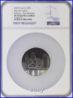 2023 Cook Islands Big City Lights Sydney 1oz Silver Proof Coin NGC 70 FR