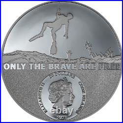 2023 Cook Islands Real Heroes Coast Guard 3oz Silver Black Proof Coin