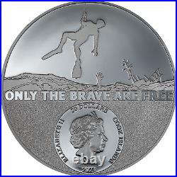 2023 Cook Islands Real Heroes Coast Guard Rescue Swimmer 3 oz. 999 Silver Coin