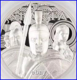 2023 Cook Islands Sparta High Relief Silver Coin PCGS PR70DCAM First Day Iss