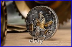 2023 Cook Islands Steampunk Science Lab 3 oz Silver Antiqued Gilded Coin