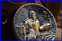 2023 Cook Islands Steampunk Science Lab 3 oz Silver Antiqued Gilded Coin