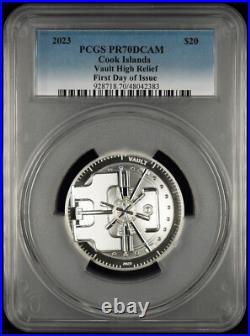 2023 Cook Islands Vault High Relief PCGS PR70DCAM First Issue 3oz Silver