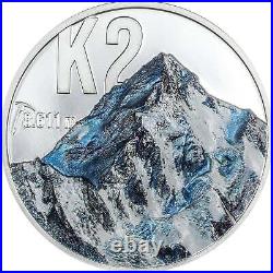 2024 Cook Isl. $10 Peaks K2 2oz Silver Coin