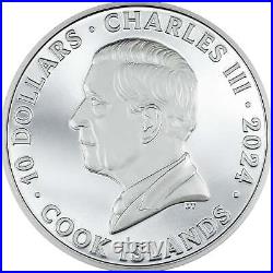 2024 Cook Isl. $10 Peaks K2 2oz Silver Coin