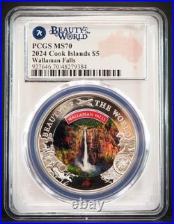 2024 Cook Islands 1oz $5 BEAUTY OF THE WORLD Wallaman Falls PCGS MS70