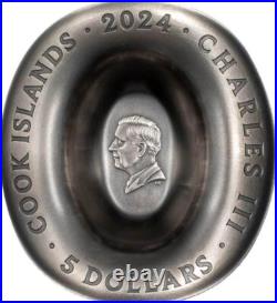 2024 Cook Islands 1oz Silver Cowboy Hat Shaped Antiqued Coin Great Gift