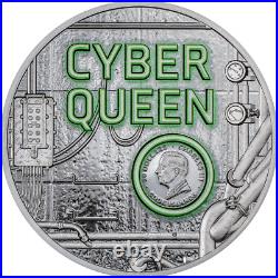 2024 Cook Islands Cyber Queen Rebirth 3oz Silver Black Proof Coin