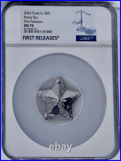 2024 Cook Islands Silver 1 oz $5 Starry Sky Ornament NGC MS 70 First Releases