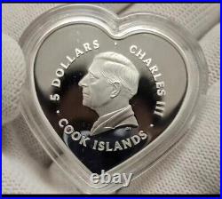 2024 Cook Islands Silver Coin Heart-shaped Love Happy Valentine's Day
