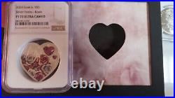 2024 Cook Islands Silver Hearts Roses Love Swarovski Embedded PCGS PR70