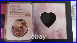 2024 Cook Islands Silver Hearts Roses Love Swarovski Embedded PCGS PR70