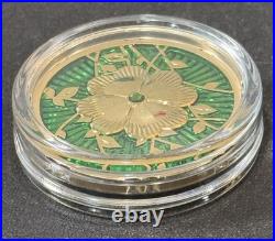 2025 1 Oz. 9999 Silver CIT Cook Islands Evergreen Clover Gold Gilded Silver Coin