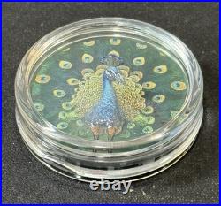 2025 1 Oz. 9999 Silver CIT Cook Islands Spectrum Peacock Colorized Silver Coin
