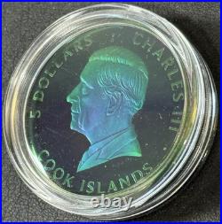 2025 1 Oz. 9999 Silver CIT Cook Islands Spectrum Peacock Colorized Silver Coin