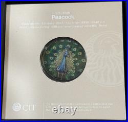 2025 1 Oz. 9999 Silver CIT Cook Islands Spectrum Peacock Colorized Silver Coin