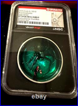 2025 Cook Is. S$10 Arachnophobla High Relief Pf70 Ultra Cameo